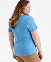 Style & Co Plus Short-Sleeve Henley Top, Exclusively at Macy's