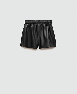 Mango Women's Elastic Waist Leather-Effect Shorts