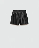 Mango Women's Elastic Waist Leather-Effect Shorts