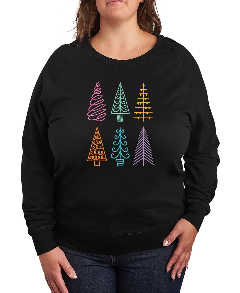 Hybrid Apparel Plus Trendy Christmas Trees Graphic Pullover Top