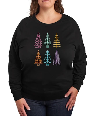 Hybrid Apparel Plus Trendy Christmas Trees Graphic Pullover Top