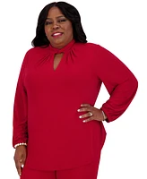 Kasper Women's Twisted Mock Neck Long-Sleeve Top Regular & Plus