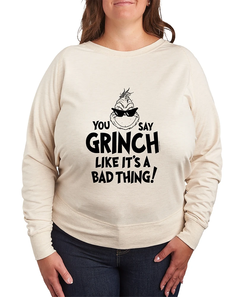 Hybrid Apparel Plus Grinch Like it's a Bad Thing Graphic Pullover Top