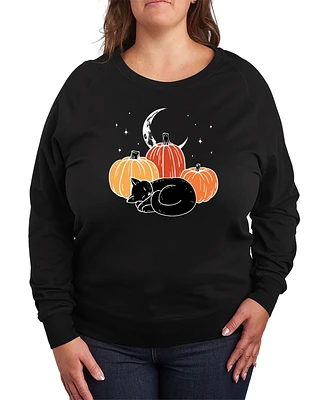 Hybrid Apparel Plus Trendy Pumpkin Cat Graphic Pullover Top