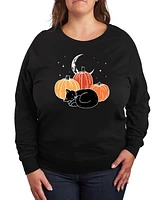 Hybrid Apparel Plus Trendy Pumpkin Cat Graphic Pullover Top