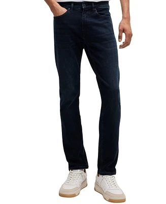 Boss by Hugo Men's Blue-Black Soft-Motion Slim-Fit Jeans