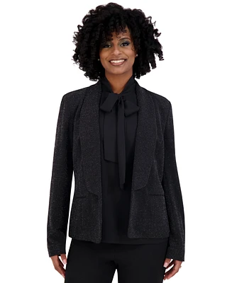 Kasper Women's Shawl-Collar Long-Sleeve Glitter Jacket