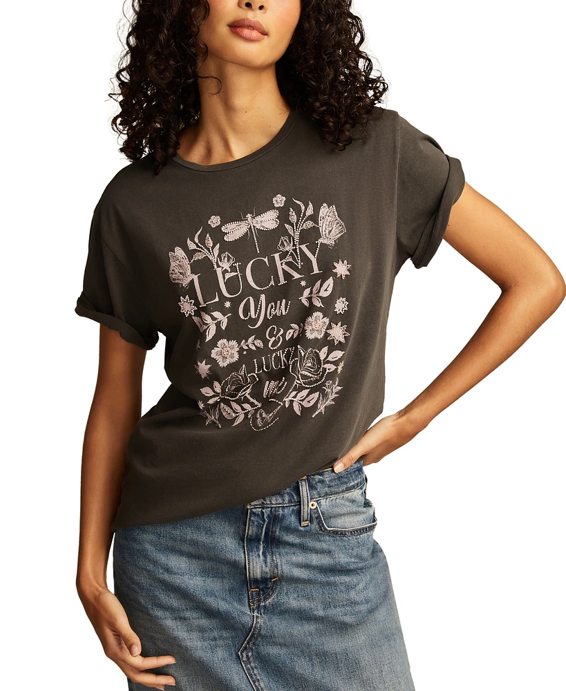 Lucky Brand Women's Graphic Print Crewneck T-Shirt