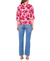 Sam & Jess Women's Tie-Neck Floral-Print Raglan-Sleeve Top