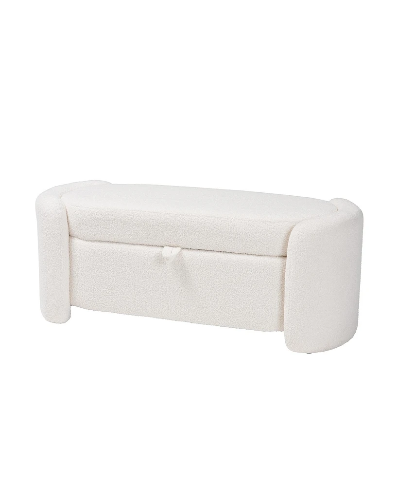 bali & pari Baxton Studio Oakes Modern and Contemporary Ivory Boucle Upholstered Storage Bench