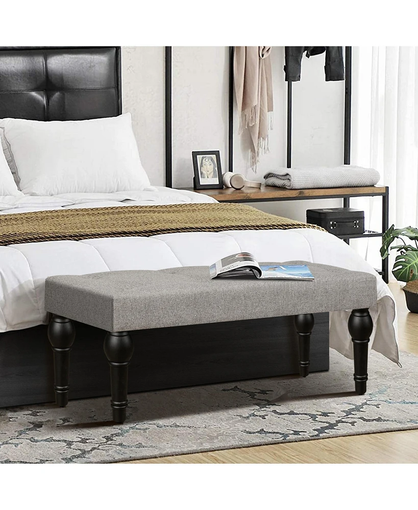 The Pop Home Upholstered Ottoman Bench with Thickened Column Legs for Bedroom, Living Room, or Entryway-The Pop Home