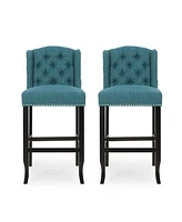 The Pop Home 31" Tufted Wingback Counter Stools,Set of 2,for Kitchen Island or Bar-The