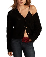 Lucky Brand Women's Scalloped Pointelle Cardigan Sweater