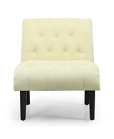 Gouun Cotton Linen Fabric Armless Accent Chair with Adjustable Foot Pads