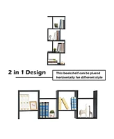 Gouun 4 Tiers Wooden S-Shaped Bookcase for Living Room Bedroom Office-4-Tier