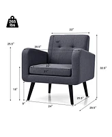 Gouun Modern Upholstered Comfy Accent Chair Single Sofa with Rubber Wood Legs