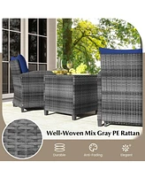 Gouun 5 Piece Patio Rattan Furniture with 2 Ottomans and Tempered Glass Table