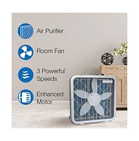 Lasko Air Flex Portable Home Office 3 Speed Air Purifier Machine Box Fan, White