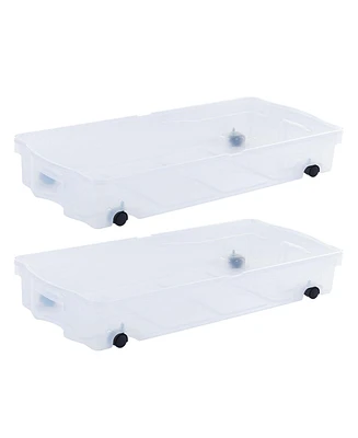 Rubbermaid 68 Qt Under Bed Wheeled Storage Boxes with Dual Hinged Lids (2 Pack)