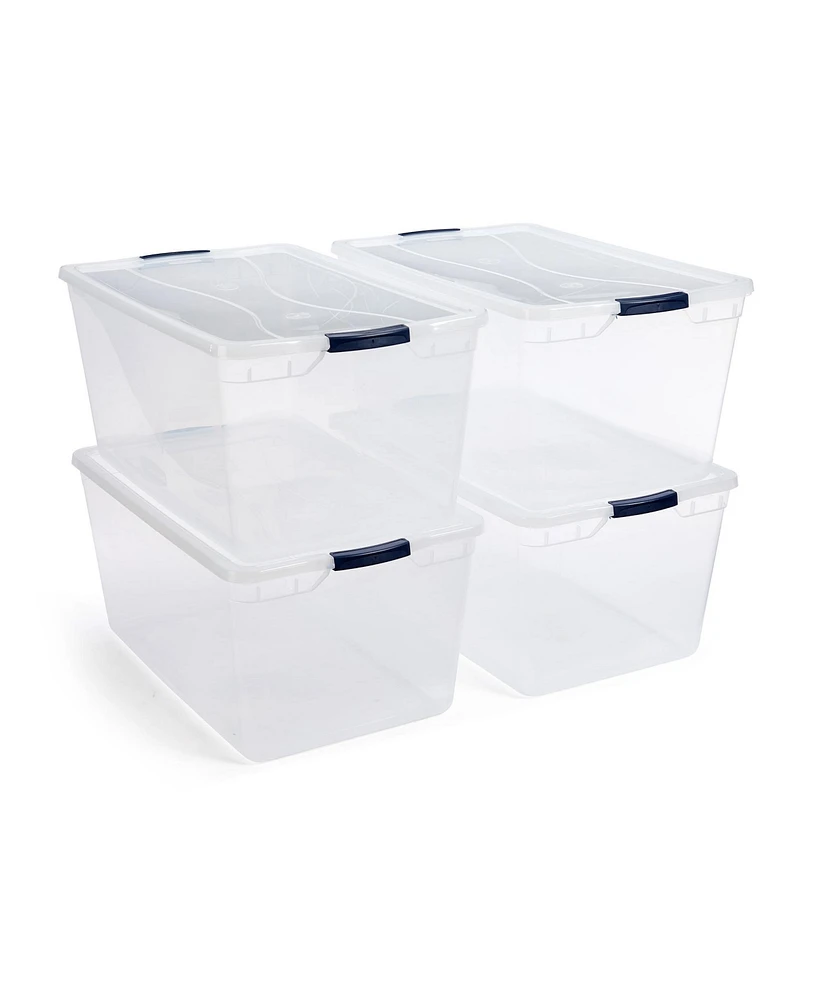 Rubbermaid Cleverstore 95 Quart Clear Plastic Storage Container & Lid, (4 Pack)