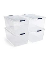 Rubbermaid Cleverstore 95 Quart Clear Plastic Storage Container & Lid, (4 Pack)