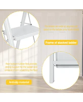 Flynama Foldable 3-Step Iron Ladder, Load-Bearing Capacity 330 lbs，with Non-Slip and Widened Steps