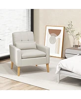 Accent Chair with Lumbar Pillow, Padded Cushions, and Rubber Wood Legs