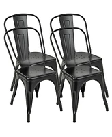 Gouun 4 Pcs Modern Bar Stools with Removable Back and Rubber Feet