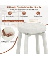 Gouun 360-Degree Swivel Upholstered Rubberwood Frame Bar Stool Set of 2 with Footrest- inches