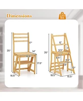 Gouun Multifunctional 3-in-1 Ladder Chair Display Plant Stand for Library Kitchen Office