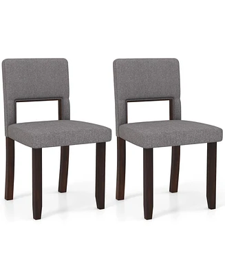 Gouun Set of 2 Wooden Dining Chair with Acacia Wood Frame Padded Seat and Back