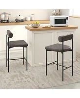 Gouun 20 Inch Upholstered Bar Stools Set of 2 Counter Height Bar Chairs with Backrest