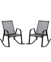 Gouun Set of 2 Metal Patio Rocking Chair with Breathable Seat Fabric