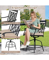 Gouun Outdoor Swivel Bar Stools Set of 2 with Seat Cushions