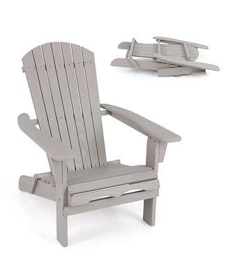 Gouun 1 Piece Folding Adirondack Chair with High Backrest and Wide Armrests