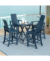 Tall Adirondack Chair Outdoor Bar Stool with Ergonomic Backrest for Backyard