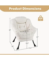 Gouun Sherpa Upholstered Accent Chair with Cozy Head Pillow