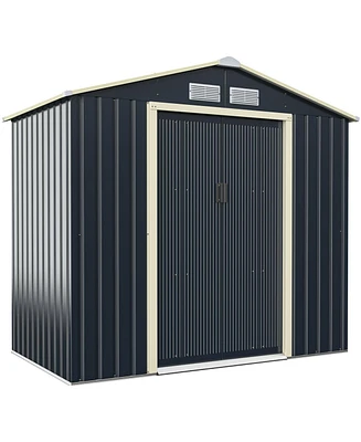 Gouun 7 Feet x 4 Feet Metal Storage Shed with Sliding Double Lockable Doors