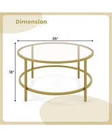 Gouun 36 Inch Round Table with Tempered Glass Tabletop