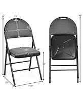 Gouun Set of 6 Folding Fabric Upholstered Metal Chairs