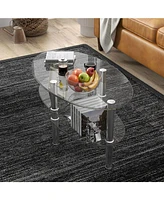 Gouun Tempered Glass Oval Side Table