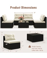 Gouun 5 Pieces Outdoor Patio Furniture Set with Cushions and Table