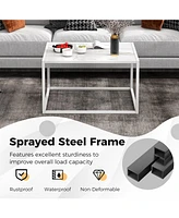 Gouun Modern Glass Square Table with Metal Frame for Living Room
