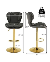 Gouun Set of 2 Swivel Bar Stools Pu Leather Bar Chairs with Footrest and Curved Backrest