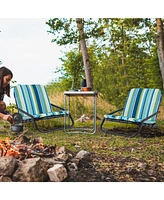 Gouun 2 Pack Low Folding Beach Chairs for Adults with Cushion
