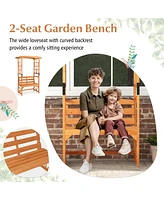 Gouun 6.2 Feet Tall Patio Garden Arbor with Pergola and 2-Seat Bench for Garden Lawn Backyard Decoration