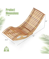 Gouun Acacia Wood Patio Rocking Sun Lounger Chaise Lounge with Ergonomic Curved Seat