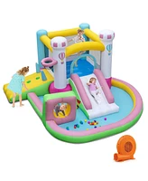 Gouun Inflatable Bounce House Bouncy Castle with Obstacle and Ball Pit with 520W Blower