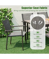 Gouun Set of 6 Stackable Patio Chair with Breathable Fabric Seat