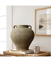 LuxenHome Rustic Brown Terracotta 14.6-Inch Tall Vase